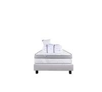 Ensemble Matelas 90x190 cm, Relaxation, 26 cm, ressorts ensachés, ferme, face été/hiver + sommier gris ep20cm + oreiller + couette