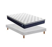 Ensemble Matelas à ressorts+ Lit Sommier Tapissier 140x190cm DEWINNER, Epaisseur du Matelas 25cm