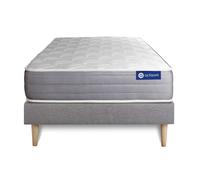 Ensemble matelas ACTIFLEX DREAM Ressorts ensaches et memoire de forme 120x190 cm 5zones de confort + sommier KIT gris