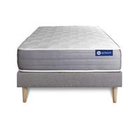 Ensemble matelas ACTIFLEX DREAM Ressorts ensachés et mémoire de forme 90x200 cm 5zones de confort + sommier KIT gris