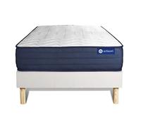 Ensemble Matelas ACTIFLEX Life 120x200 Ressorts ensachés et Mémoire de Forme 5zones de Confort + sommier KIT Blanc - Epaisseur : 22 cm - Confort : Très Ferme