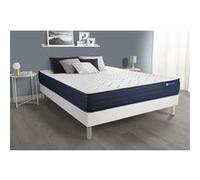 Ensemble Matelas Actiflex Life 140x190 Ressorts Ensaches Et Memoire De Forme 5zones De Confort + Sommier Kit Blanc