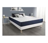 Ensemble Matelas Actiflex Life 200x200 Ressorts Ensaches Et Memoire De Forme 5zones De Confort + Sommier Kit Blanc