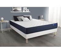 Ensemble Matelas Actiflex Life 200x200 Ressorts Ensaches Et Memoire De Forme 5zones De Confort + Sommier Kit Blanc