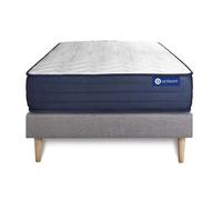 Ensemble matelas ACTIFLEX LIFE 80x200 Ressorts ensachés et Mémoire de forme 5zones de confort + sommier KIT gris G