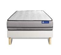 Ensemble matelas ACTIFLEX NIGHT 120x200cm RESSORTS ENSACHES 3zones de confort + sommier KIT blanc