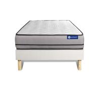 Ensemble matelas ACTIFLEX NIGHT 120x200cm RESSORTS ENSACHES 3zones de confort + sommier KIT blanc