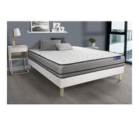 Ensemble Matelas Actiflex Night 140x190cm Ressorts Ensaches 3zones De Confort + Sommier Kit Blanc