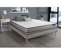 Ensemble matelas ACTIFLEX NIGHT 140x190cm RESSORTS ENSACHES 3zones de confort + sommier KIT gris