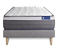 Ensemble matelas ACTIFLEX PLUS 120x190 Ressorts ensaches+Memoire de forme Maxi epaisseur 7zones de confort + sommier KIT gris