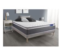 Ensemble matelas ACTIFLEX PLUS 140x190 Ressorts ensachés+Mémoire de forme Maxi épaisseur 7zones confort + sommier KIT gris