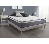 Ensemble matelas ACTIFLEX PLUS 140x190 Ressorts ensachés+Mémoire de forme Maxi épaisseur 7zones confort + sommier KIT gris