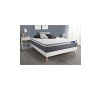 Ensemble matelas ACTIFLEX PLUS 140x200 Ressorts ensaches+Memoire de forme Maxi epaisseur 7zones confort + sommier KIT blanc