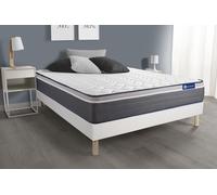 Ensemble Matelas Actiflex Plus 160x200 Ressorts Ensaches+Memoire De Forme Maxi Epaisseur 7zones Confort + Sommier Kit Blanc