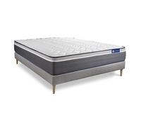 Actisom Ensemble Matelas et Sommier Actiflex Plus 160x200 – Ressorts ensachés, Mémoire – Kit gris