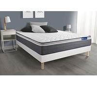 Ensemble Matelas ACTIFLEX Plus 200x200 Ressorts ensachés+Mémoire de Forme Maxi épaisseur 7zones Confort + sommier KIT Blanc - Epaisseur : 26 cm - Confort : Très Ferme
