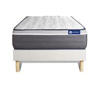 Ensemble matelas ACTIFLEX PLUS 80x190 Ressorts ensaches+Memoire de forme Maxi epaisseur 7zones de confort + sommier KIT blanc