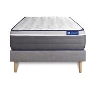 Ensemble matelas ACTIFLEX PLUS 80x190 Ressorts ensachés+Mémoire de forme Maxi épaisseur 7zones de confort + sommier KIT gris G