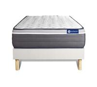 Ensemble matelas ACTIFLEX PLUS 80x200 Ressorts ensachés+Mémoire de forme Maxi épaisseur 7zones de confort + sommier KIT blanc