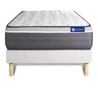 Ensemble Matelas Actiflex Plus 90x190 Ressorts Ensaches+Memoire De Forme Maxi Epaisseur 7zones De Confort + Sommier Kit Blanc