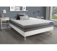 Ensemble Matelas Actiflex Relax Ressorts Ensaches + Memoire De Forme 200x200 Max Epaisseur 5zones Confort + Sommier Kit Blanc