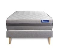 Ensemble matelas ACTIFLEX RELAX Ressorts ensaches + memoire de forme 90x200 Maxi epaisseur 5zones confort + sommier KIT gris