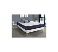 Ensemble Matelas Actiflex Tech 140x200 Memoire De Forme Maxi Epaisseur 5zones De Confort + Sommier Kit Blanc