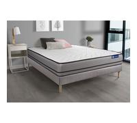 Ensemble matelas ACTILATEX 140x190cm 2 faces a MÉMOIRE DE FORME+LATEX 3zones de confort + sommier KIT gris