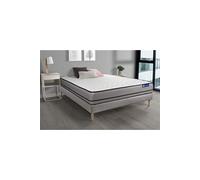 Ensemble matelas ACTILATEX 140x190cm 2 faces à MÉMOIRE DE FORME+LATEX 3zones de confort + sommier KIT gris