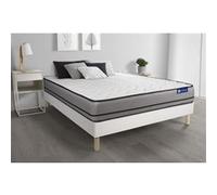 Ensemble Matelas Actilatex 160x200cm 2 Faces A Mémoire De Forme+Latex 3zones De Confort + Sommier Kit Blanc