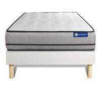Ensemble matelas ACTILATEX 90x190cm 2 faces à MÉMOIRE DE FORME + LATEX 3zones de confort + sommier KIT blanc