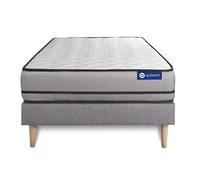 Ensemble matelas ACTILATEX 90x190cm 2 faces a MÉMOIRE DE FORME + LATEX 3zones de confort + sommier KIT gris