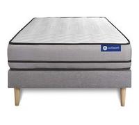 Ensemble matelas ACTILATEX 90x190cm 2 faces à MEMOIRE DE FORME + LATEX 3zones de confort + sommier KIT gris