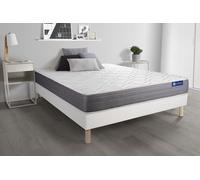 Ensemble matelas ACTILATEX DREAM Latex et mémoire de forme 140x200 cm 5zones de confort + sommier KIT blanc