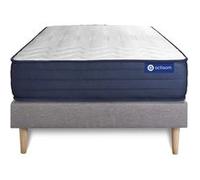 Ensemble matelas ACTILATEX LIFE 90x200 Latex et Mémoire de forme 5zones de confort + sommier KIT gris