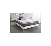 Ensemble Matelas ACTILATEX Plus 200x200 Latex+Mémoire de Forme Maxi épaisseur 7zones de Confort + sommier KIT Blanc - Epaisseur : 26 cm - Confort : Très Ferme