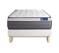 Ensemble Matelas Actilatex Plus 90x190 Latex+Memoire De Forme Maxi Epaisseur 7zones De Confort + Sommier Kit Blanc