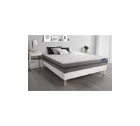 Ensemble Matelas Actilatex Relax Latex Et Memoire De Forme 200x200 Cm Maxi Epaisseur 5zones De Confort + Sommier Kit Blanc