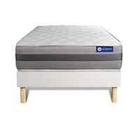 Ensemble matelas ACTILATEX RELAX Latex et memoire de forme 90x190 cm Maxi epaisseur 5zones de confort + sommier KIT blanc
