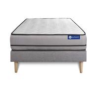 Ensemble Matelas Actimemo 120x200cm 2 Faces A Mémoire De Forme 3zones De Confort + Sommier Kit Gris
