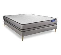 Ensemble Matelas Sommier 140x190 cm - Sommier Gris (en kit) - Actimemo Night