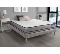 Ensemble matelas ACTIMEMO 180x200cm 2 faces à MÉMOIRE DE FORME 3zones de confort + sommier KIT gris G