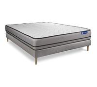 Ensemble matelas ACTIMEMO 200x200cm 2 faces à MEMOIRE DE FORME 3zones de confort + sommier KIT gris