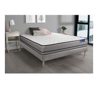 Ensemble matelas ACTIMEMO 200x200cm 2 faces à MÉMOIRE DE FORME 3zones de confort + sommier KIT gris G