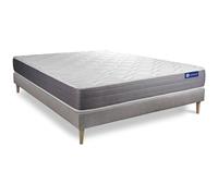 Ensemble matelas ACTIMEMO DREAM memoire de forme 200x200 cm 5zones de confort + sommier KIT gris