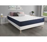 Ensemble Matelas ACTIMEMO Life 140x190 Mémoire de Forme 5zones de Confort + sommier KIT Blanc - Epaisseur : 22 cm - Confort : Très Ferme