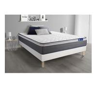 Ensemble Matelas Actimemo Plus 160x200 Memoire De Forme Maxi Epaisseur 7zones De Confort + Sommier Kit Blanc