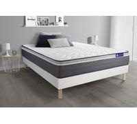 Ensemble Matelas Actimemo Plus 160x200 Memoire De Forme Maxi Epaisseur 7zones De Confort + Sommier Kit Blanc