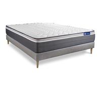 Ensemble matelas ACTIMEMO PLUS 200x200 Memoire de forme Maxi epaisseur 7zones de confort + sommier KIT gris
