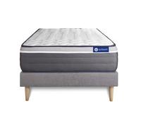 Ensemble matelas ACTIMEMO PLUS 80x200 Memoire de forme Maxi epaisseur 7zones de confort + sommier KIT gris